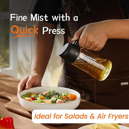 TrendPlain 16oz/470ml Glass Olive Oil Sprayer for Cooking – 2 in 1