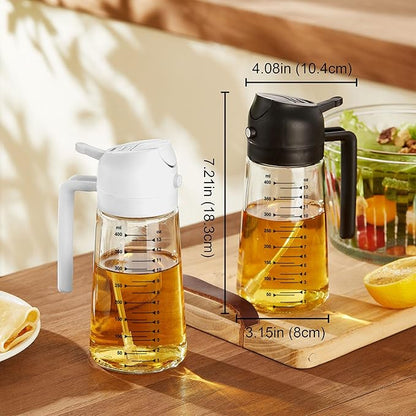 TrendPlain 16oz/470ml Glass Olive Oil Sprayer for Cooking – 2 in 1